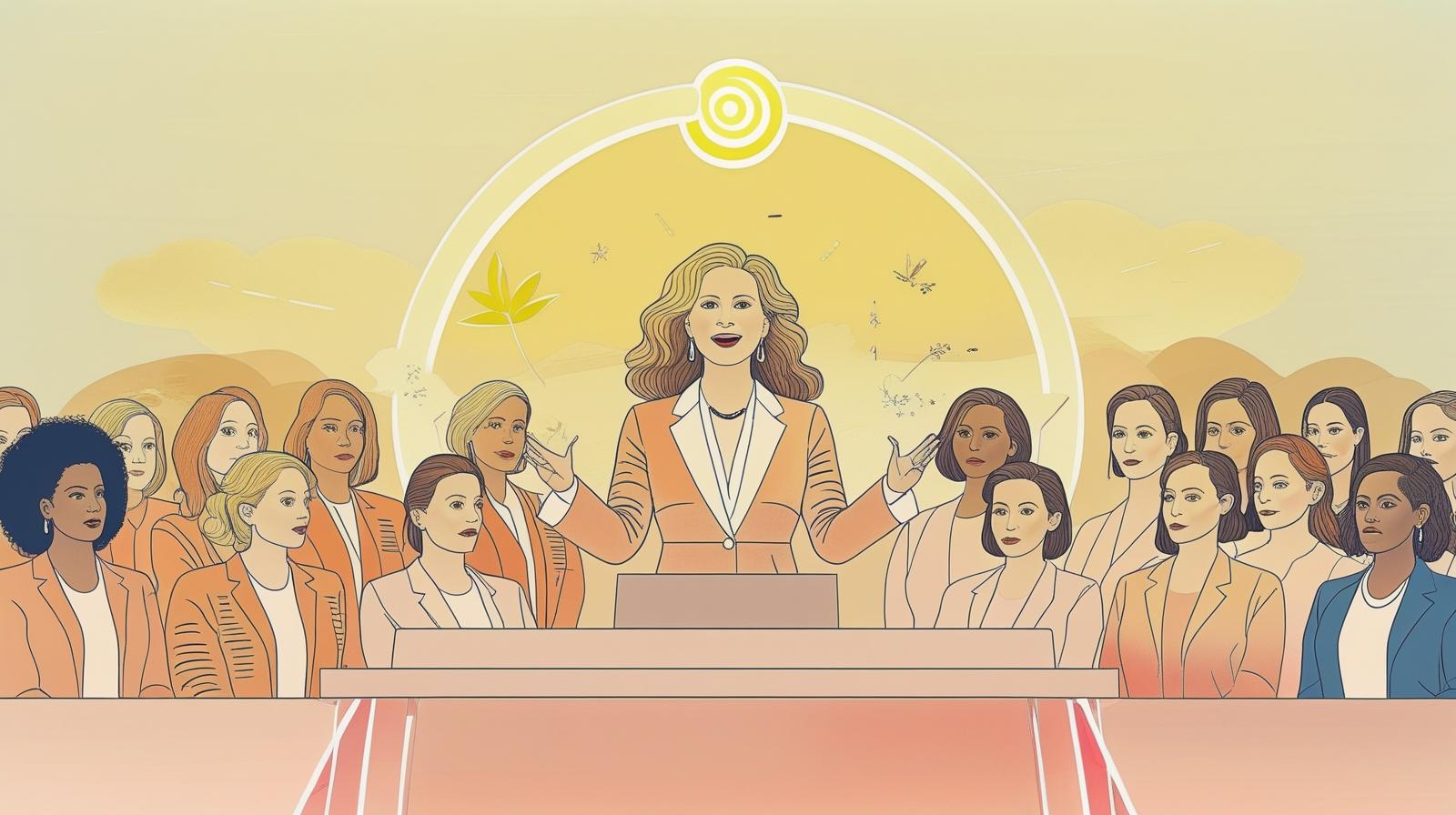 Gine speaking at an event